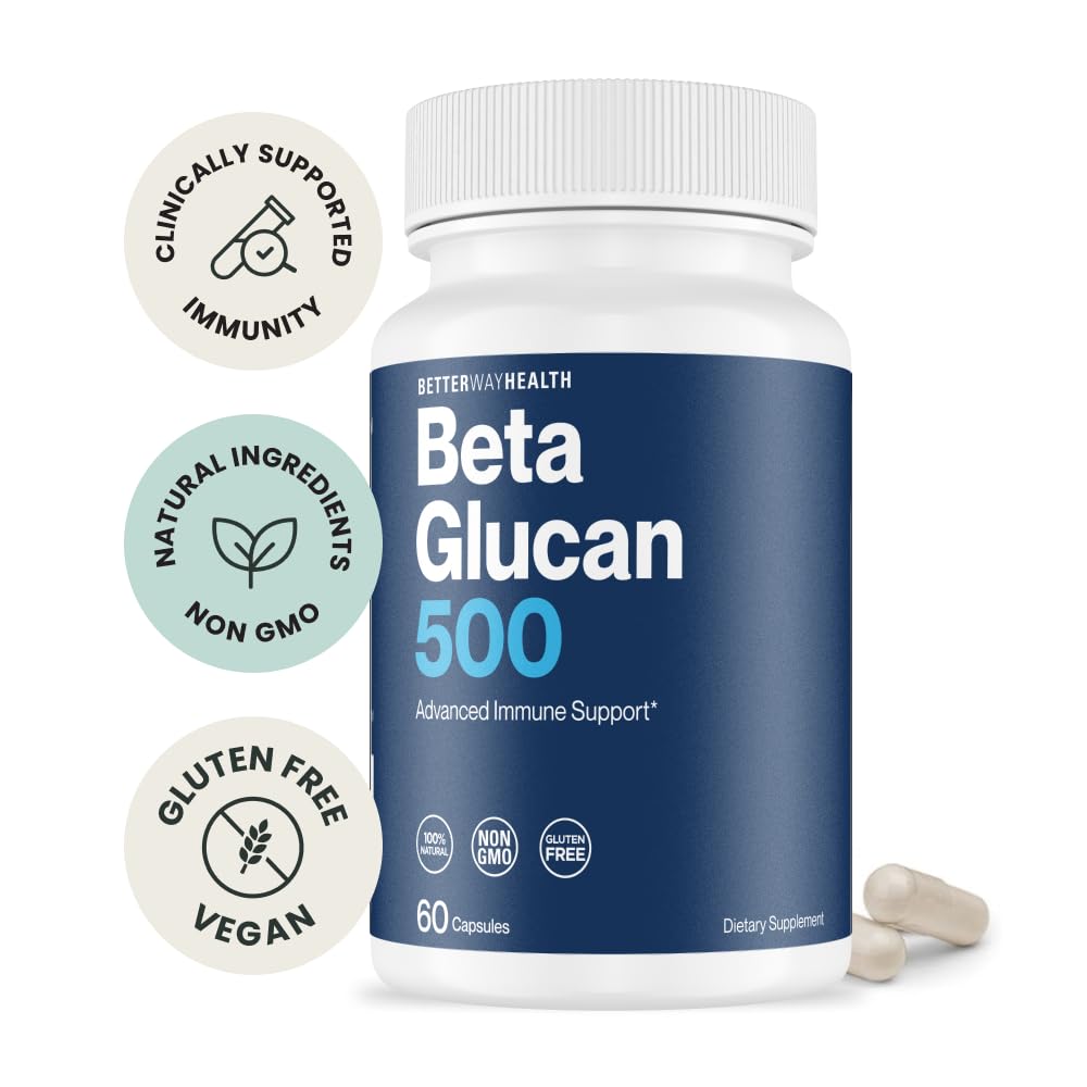 Better Way Health™ - Advanced Immune Readiness - Highly Purified 1,3/1,6 Beta Glucan 500 - Clinically Tested Immune Defense - 500mg/60 Capsules (Pack of 1) - dailyvitalstore