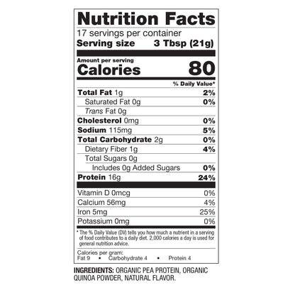 BetterBody Foods Organic Plant Based Protein Powder, 16g of Protein 24% DV, Vegan, Low Net Carbs, Gluten Free, Dairy Free, No Sugar Added, Soy Free, Non-GMO, 12.7 Ounces - dailyvitalstore