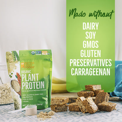 BetterBody Foods Organic Plant Based Protein Powder, 16g of Protein 24% DV, Vegan, Low Net Carbs, Gluten Free, Dairy Free, No Sugar Added, Soy Free, Non-GMO, 12.7 Ounces - dailyvitalstore