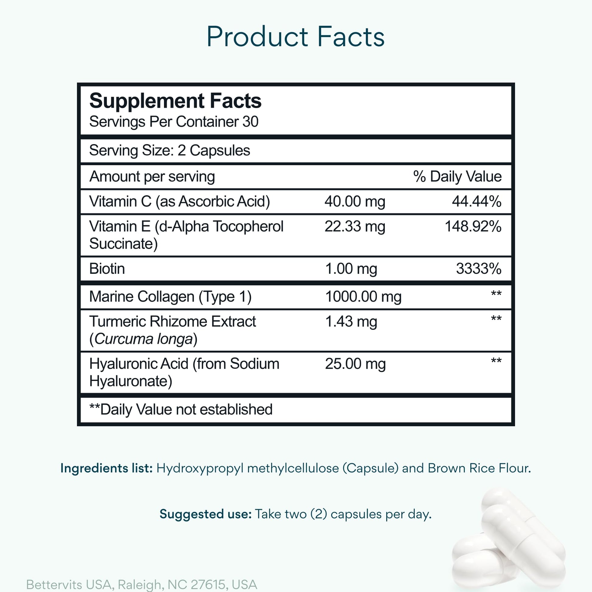 Bettervits Collagen Peptides Complex with Hyaluronic Acid & Turmeric | Hydrolyzed Marine Collagen Supplements for Women & Men | Collagen with Vitamin C - dailyvitalstore