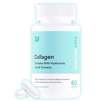 Bettervits Collagen Peptides Complex with Hyaluronic Acid & Turmeric | Hydrolyzed Marine Collagen Supplements for Women & Men | Collagen with Vitamin C - dailyvitalstore