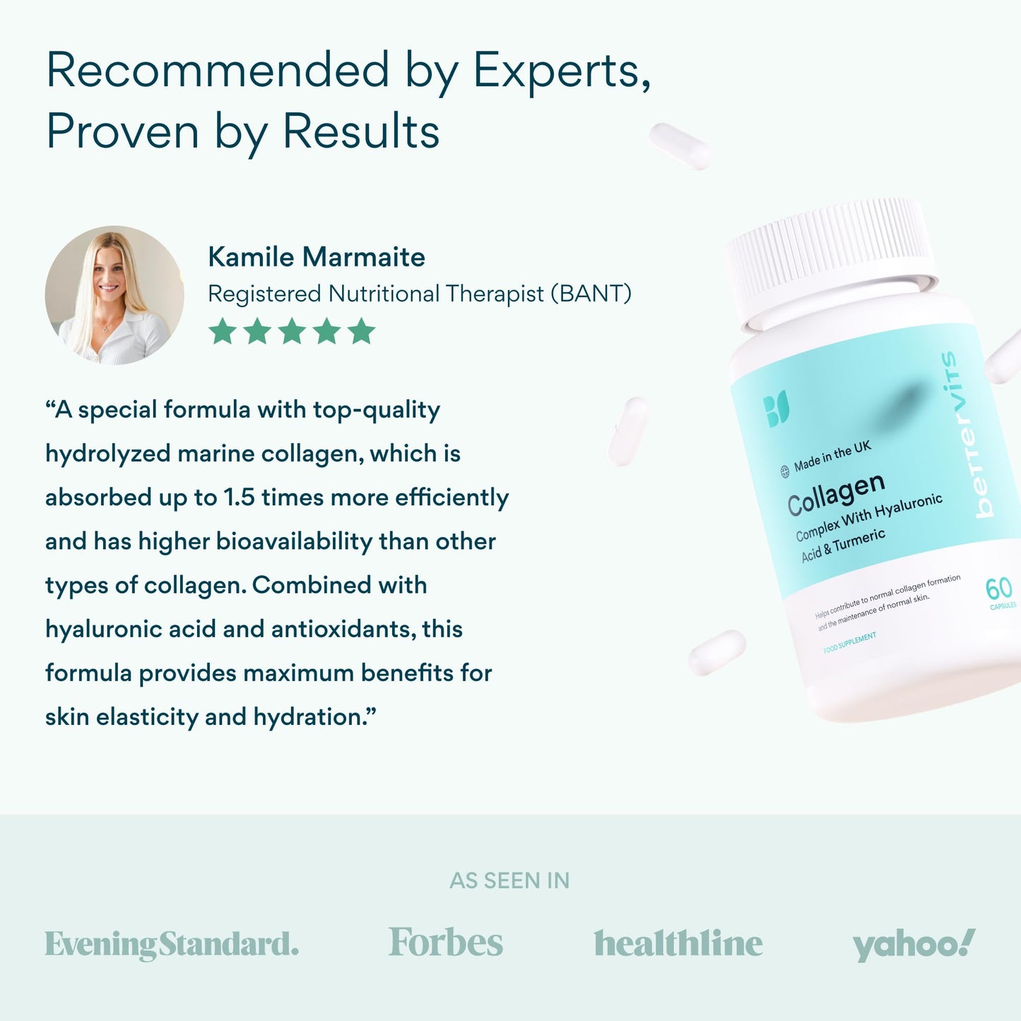Bettervits Collagen Peptides Complex with Hyaluronic Acid & Turmeric | Hydrolyzed Marine Collagen Supplements for Women & Men | Collagen with Vitamin C - dailyvitalstore