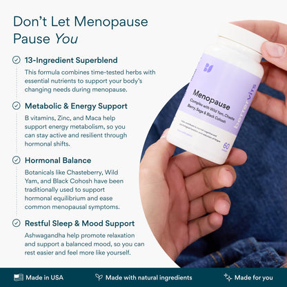 Bettervits Menopause Supplements for Women with Ashwagandha and Zinc | Hormone Balance Support with Vitamins D3 B6 B12 for Hot Flashes | Perimenopause Supplements for Monthly Wellness - 60 Capsules - dailyvitalstore