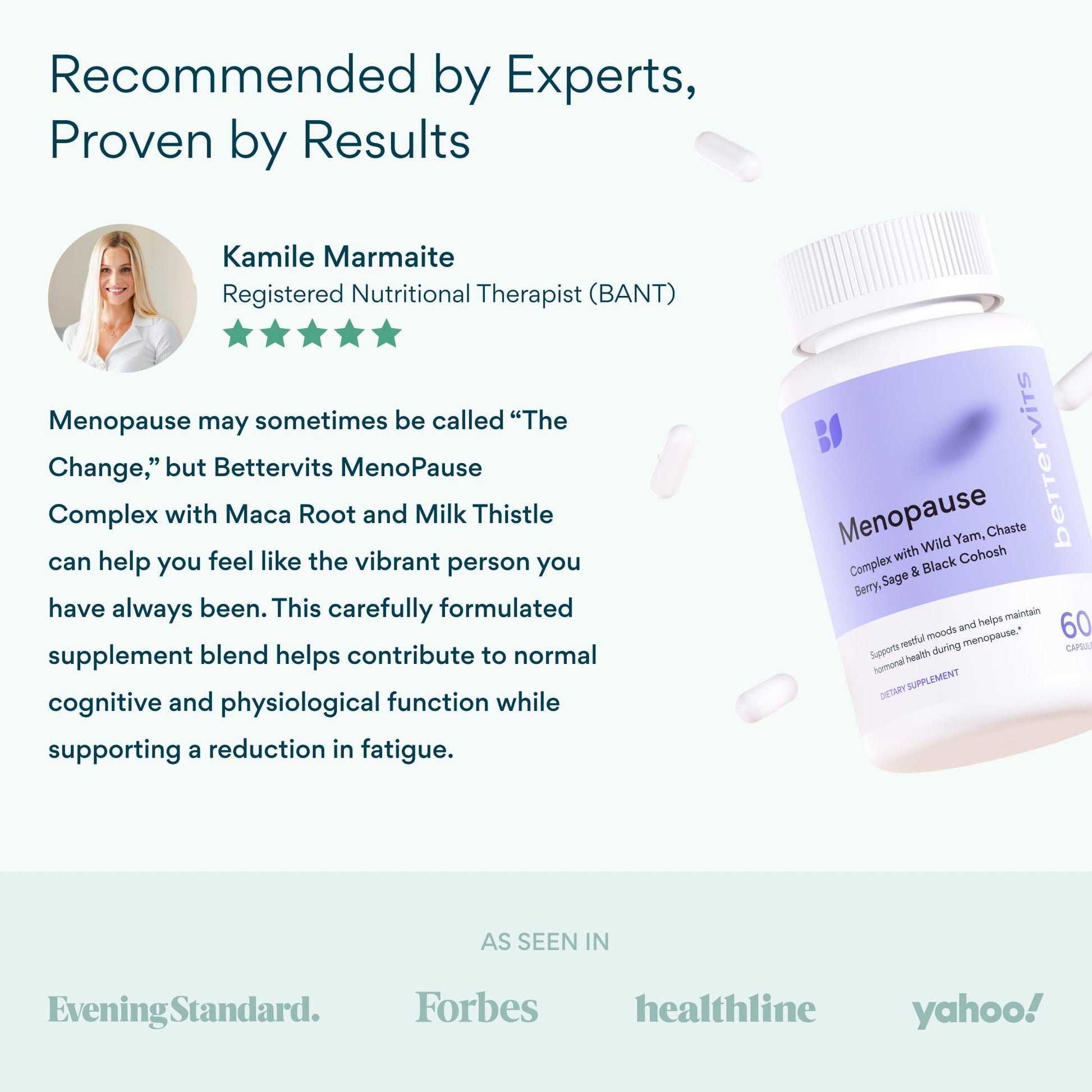 Bettervits Menopause Supplements for Women with Ashwagandha and Zinc | Hormone Balance Support with Vitamins D3 B6 B12 for Hot Flashes | Perimenopause Supplements for Monthly Wellness - 60 Capsules - dailyvitalstore