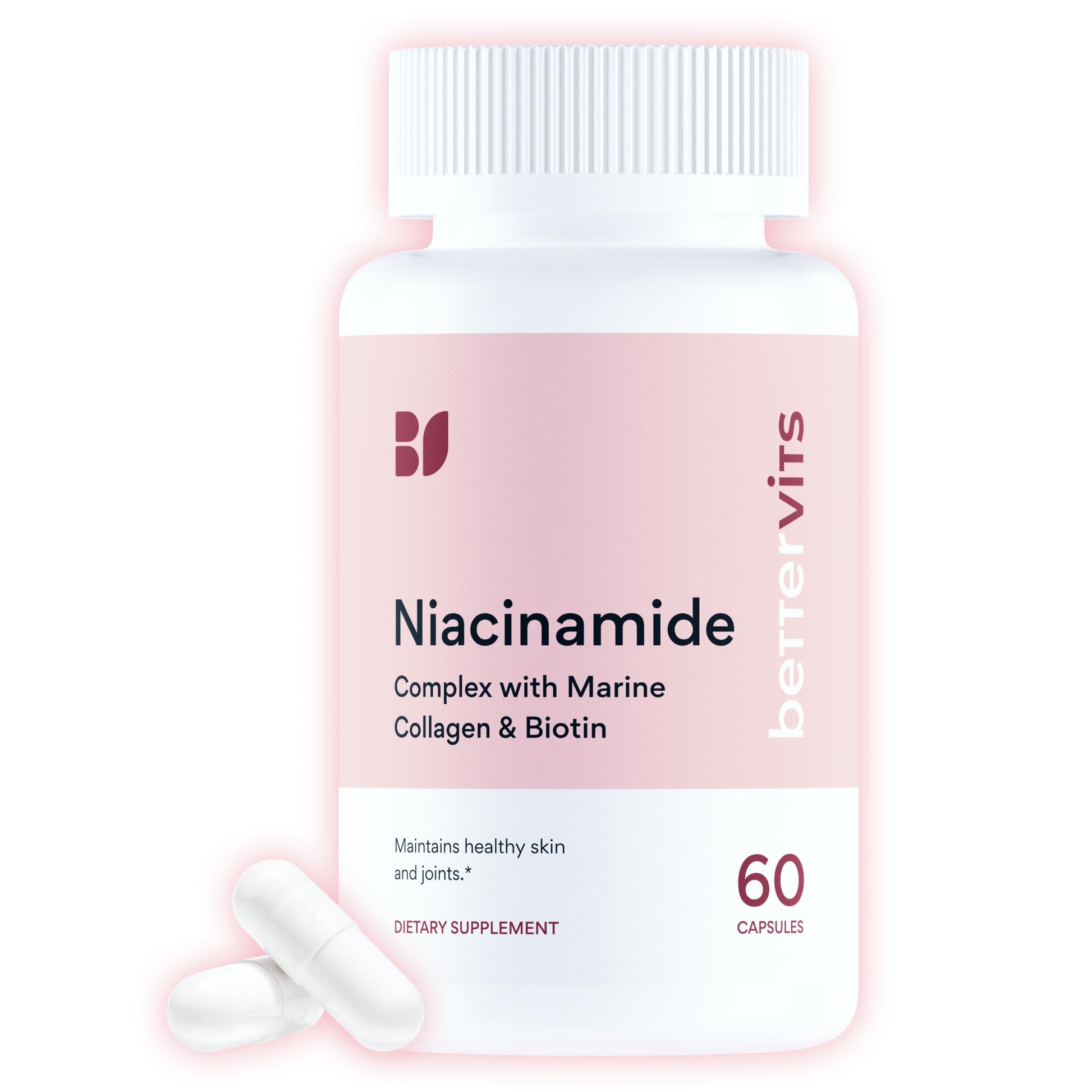 Bettervits Niacinamide Supplement with Vitamin B3, Marine Collagen & Hyaluronic Acid | High-Strength Vitamin B3 Capsules 300 mg. with Turmeric for Energy Metabolism - dailyvitalstore