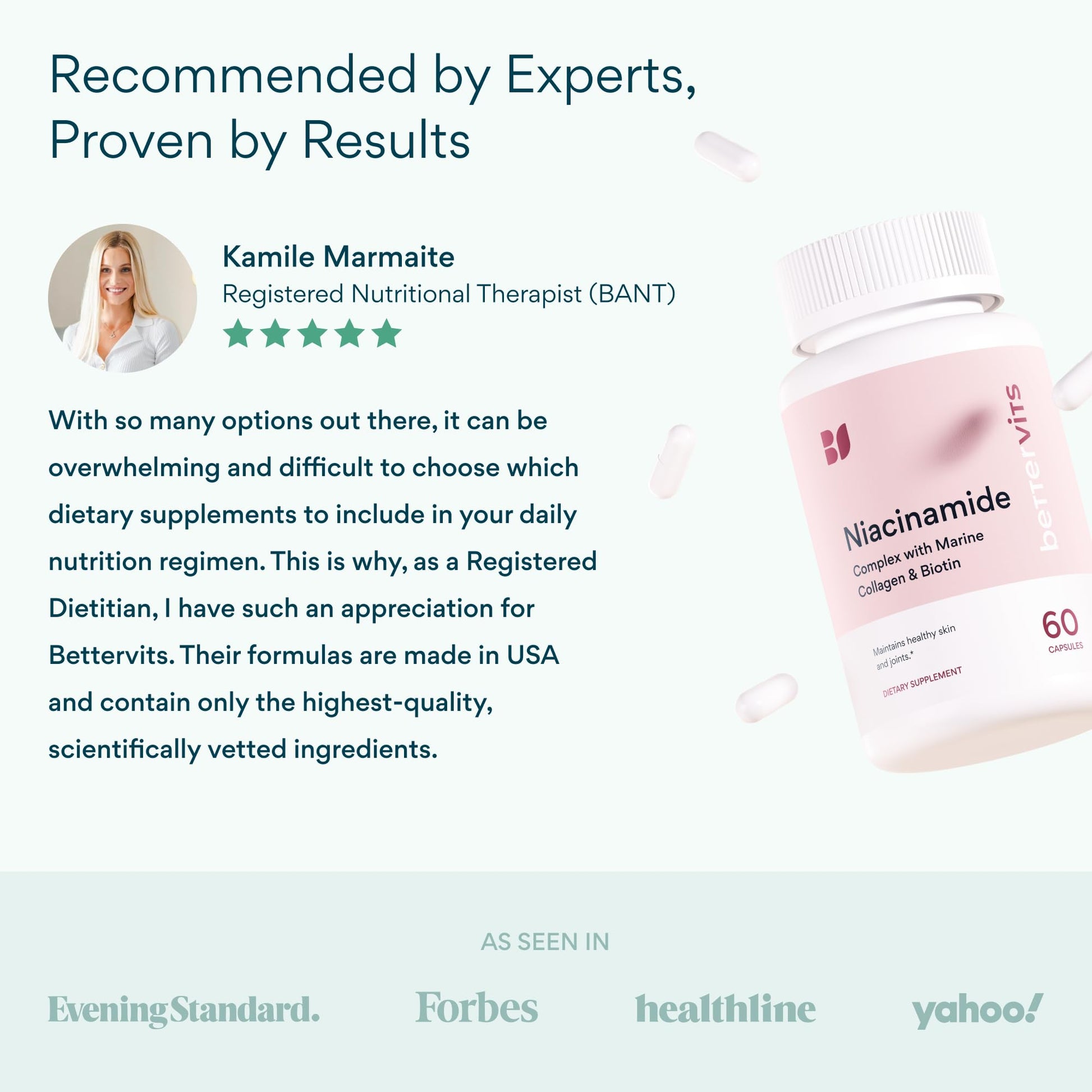 Bettervits Niacinamide Supplement with Vitamin B3, Marine Collagen & Hyaluronic Acid | High-Strength Vitamin B3 Capsules 300 mg. with Turmeric for Energy Metabolism - dailyvitalstore