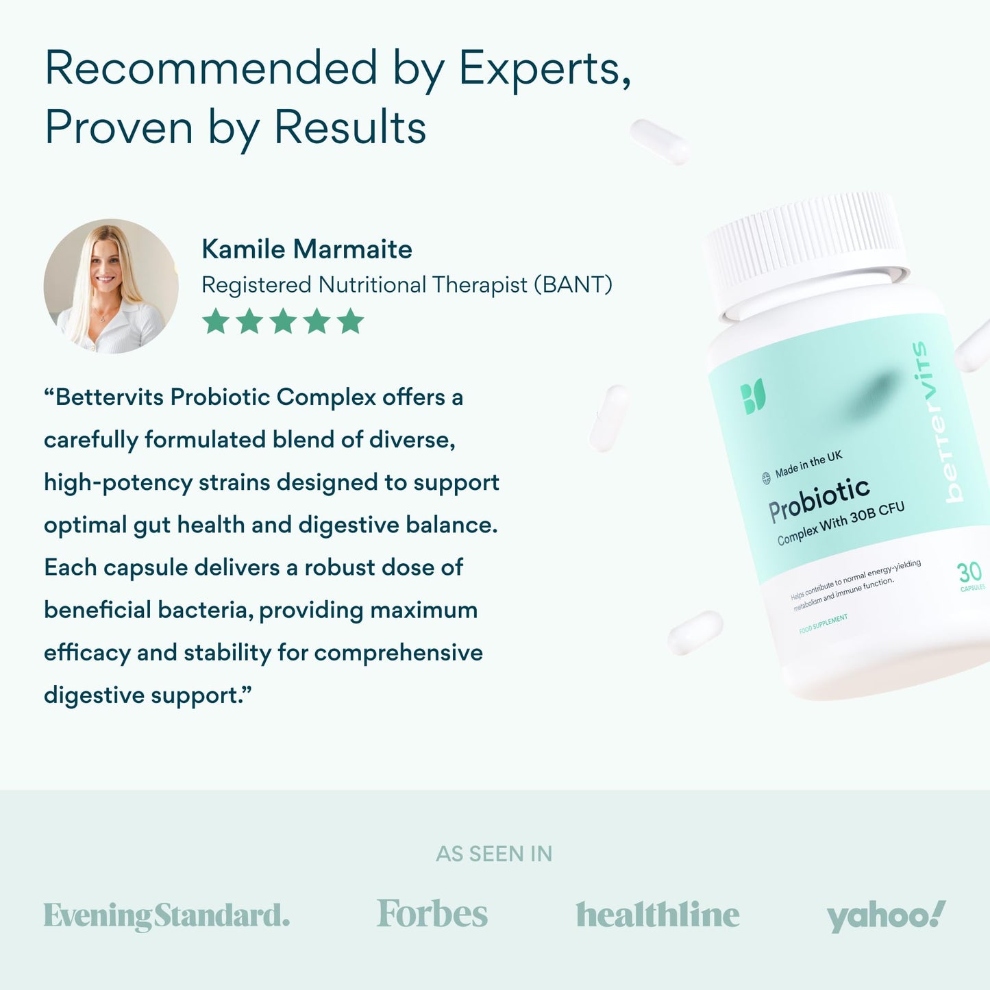 Bettervits Probiotics for Women & Men – 75 Billion CFU | Digestive Health and Gut Support Prebiotic | 14 Clinically Studied Strains with Vitamin B12, - dailyvitalstore
