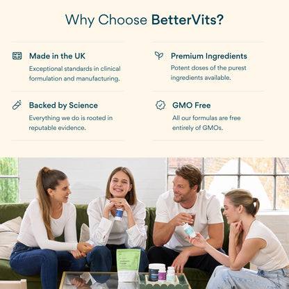 Bettervits Probiotics for Women & Men – 75 Billion CFU | Digestive Health and Gut Support Prebiotic | 14 Clinically Studied Strains with Vitamin B12, - dailyvitalstore