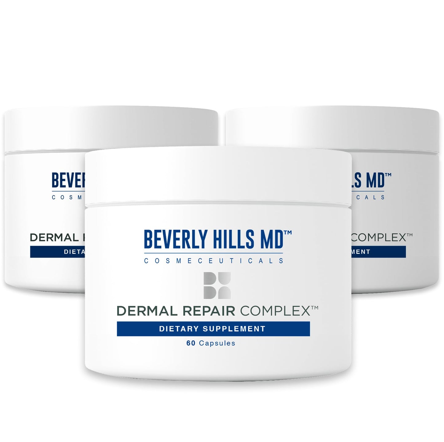 Beverly Hills MD Dermal Repair Anti-Aging Supplement - Hyaluronic Acid, Collagen, Vitamins for Smooth, Plump Skin (3) - dailyvitalstore