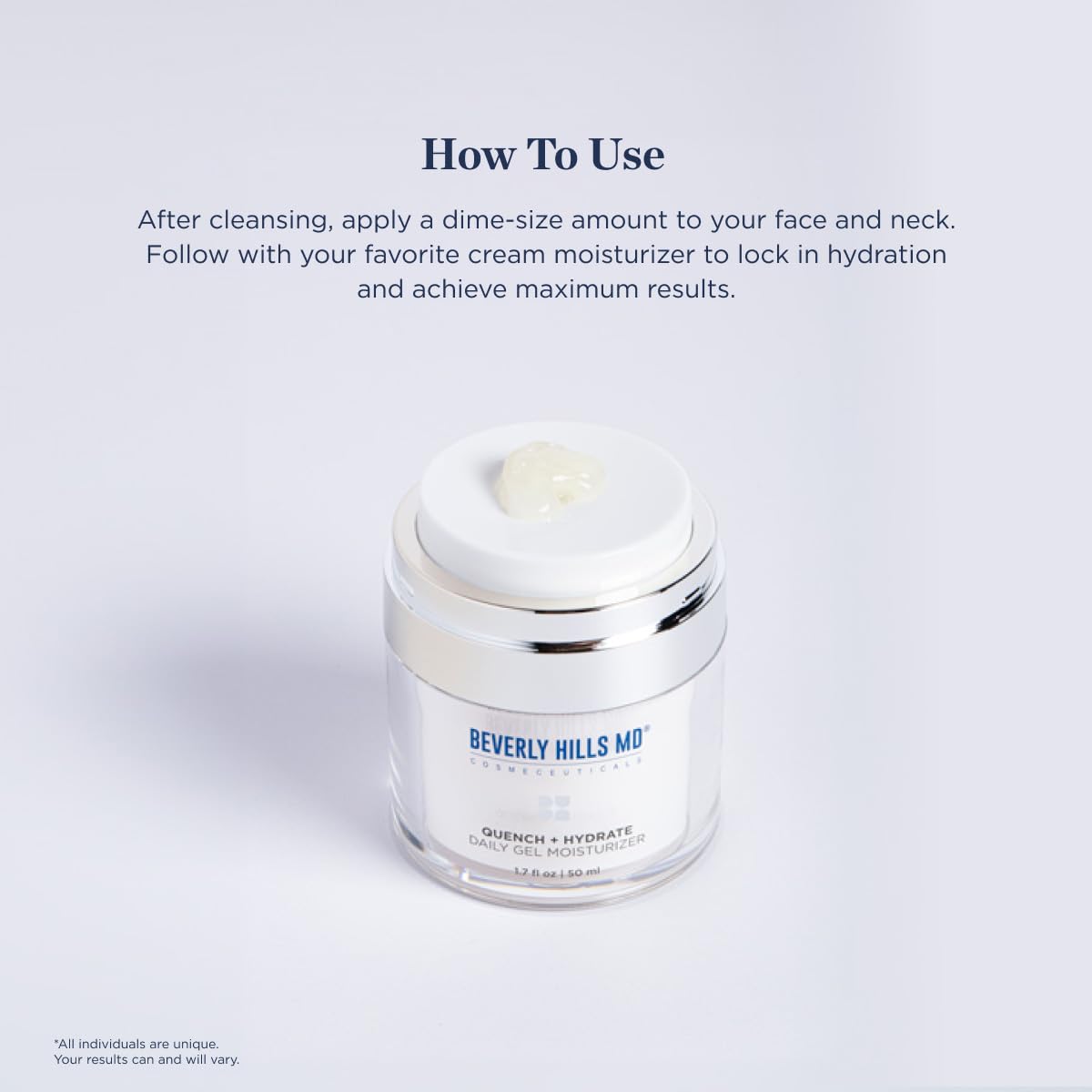 Beverly Hills MD Quench + Hydrate Daily Gel Moisturizer- Visibly Smooth, Plump, Hydrate Face & Neck for Wrinkles, Sagging- Skin Smoothing & Re-Energizing- Visibly Reduce Signs of Aging w/Niacinamide - dailyvitalstore