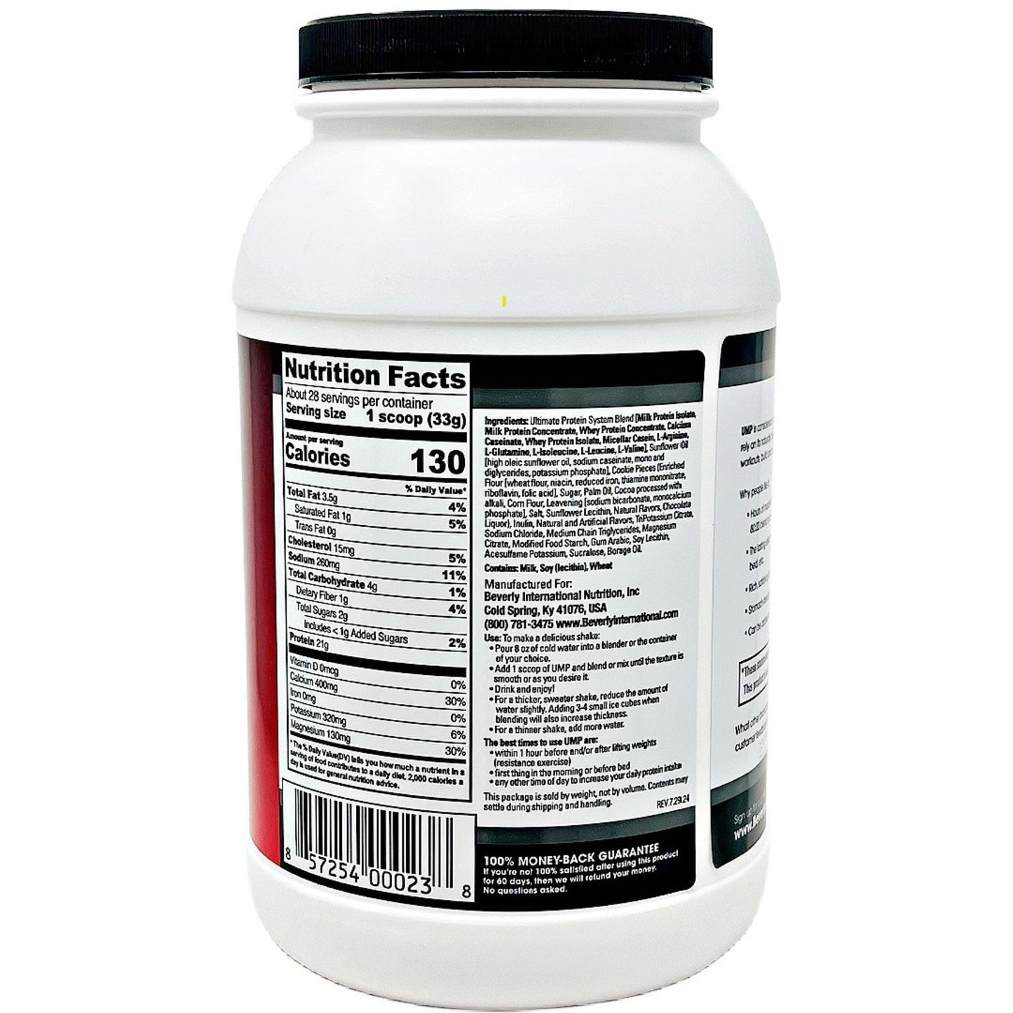 Beverly International UMP Protein Powder, Cookies & Cream. Unique Whey-Casein Ratio Builds Lean Muscle. Easy to Digest. No Bloat. (32.8 oz) 2lb .8 oz - dailyvitalstore