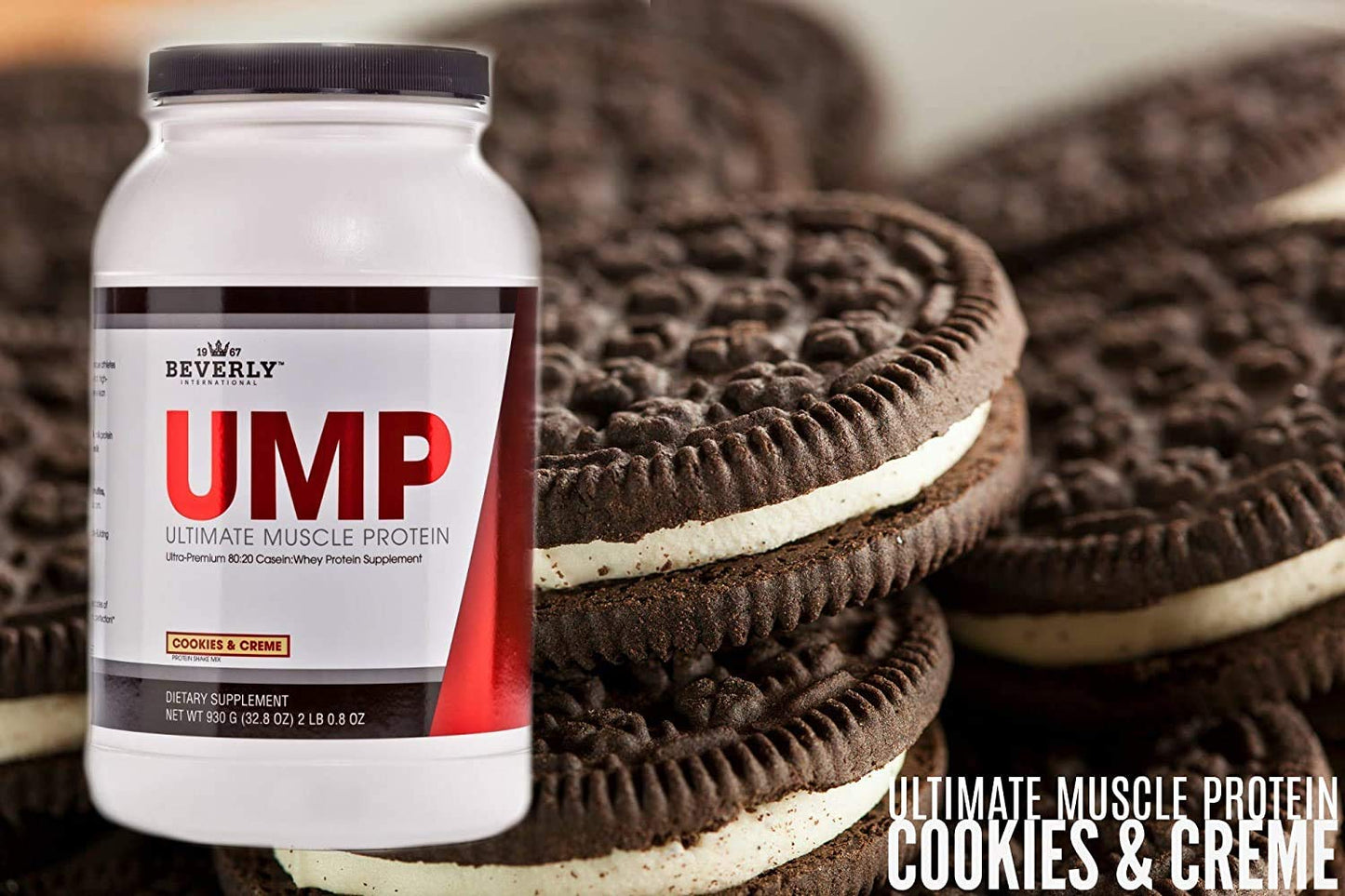 Beverly International UMP Protein Powder, Cookies & Cream. Unique Whey-Casein Ratio Builds Lean Muscle. Easy to Digest. No Bloat. (32.8 oz) 2lb .8 oz - dailyvitalstore