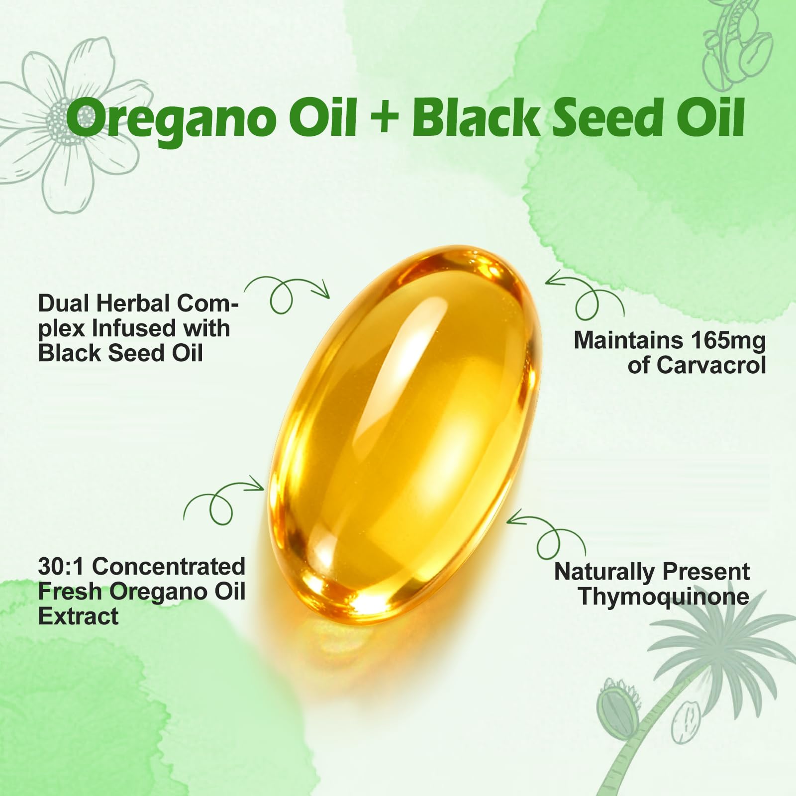 BEWORD Oil of Oregano with Black Seed Oil, 280 Softgels, 9000mg Per Serving – 2-in-1 Oregano Supplement for Immune Health with High Carvacrol & Thymoquinone | Plant-Based, Non-GMO - dailyvitalstore