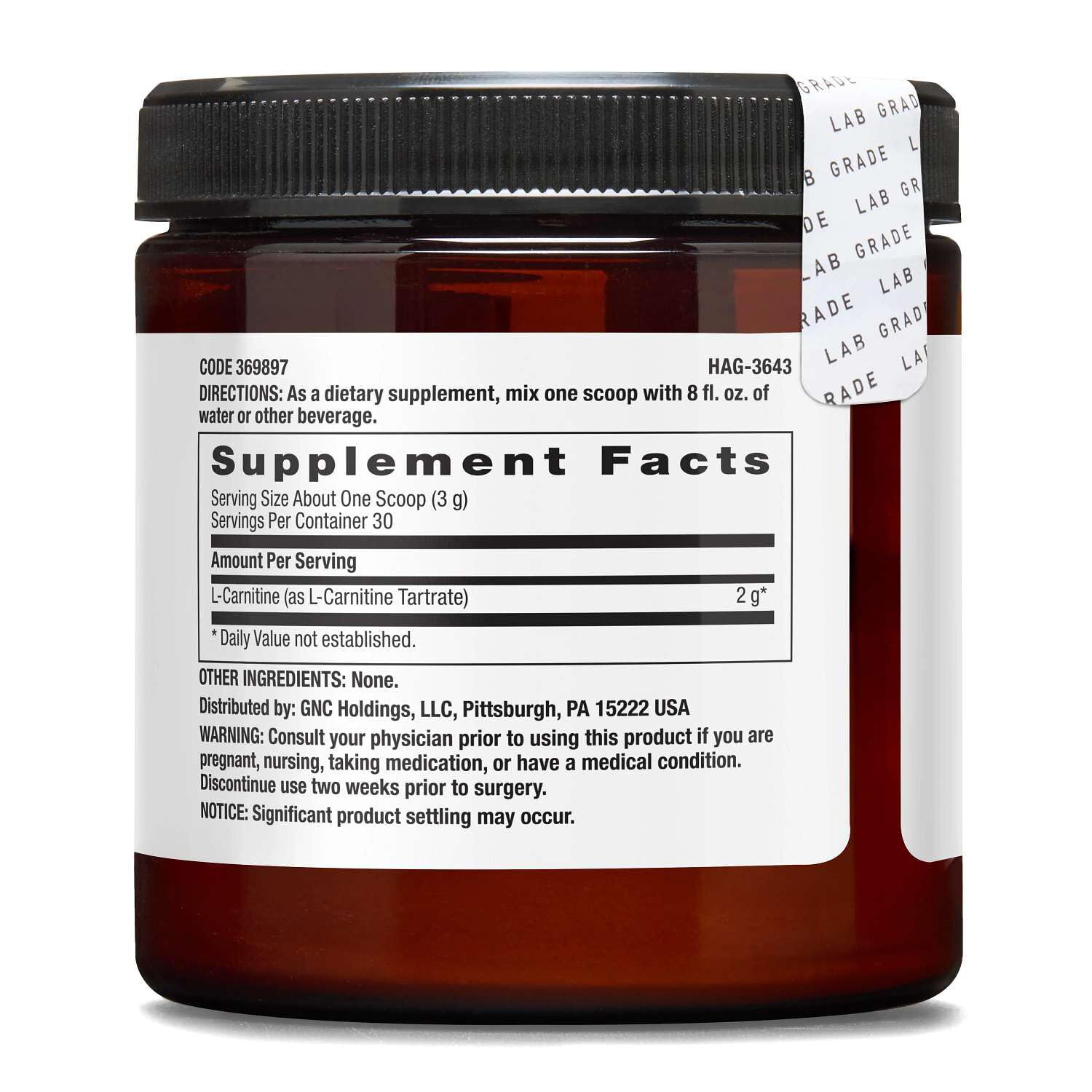 BEYOND RAW Chemistry Labs L-Carnitine Powder, Fuels Exercise and Supports Recovery, 30 Servings - dailyvitalstore