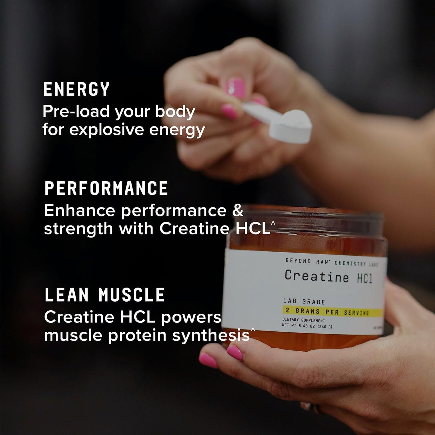 BEYOND RAW Creatine HCl Powder, Science Backed, Lab Grade, Creatine for Women & Men, Muscle Strength, Energy Production, Athletic Performance, Cognitive Support, - dailyvitalstore