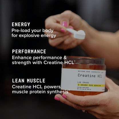 BEYOND RAW Creatine HCl Powder, Science Backed, Lab Grade, Creatine for Women & Men, Muscle Strength, Energy Production, Athletic Performance, Cognitive Support, - dailyvitalstore
