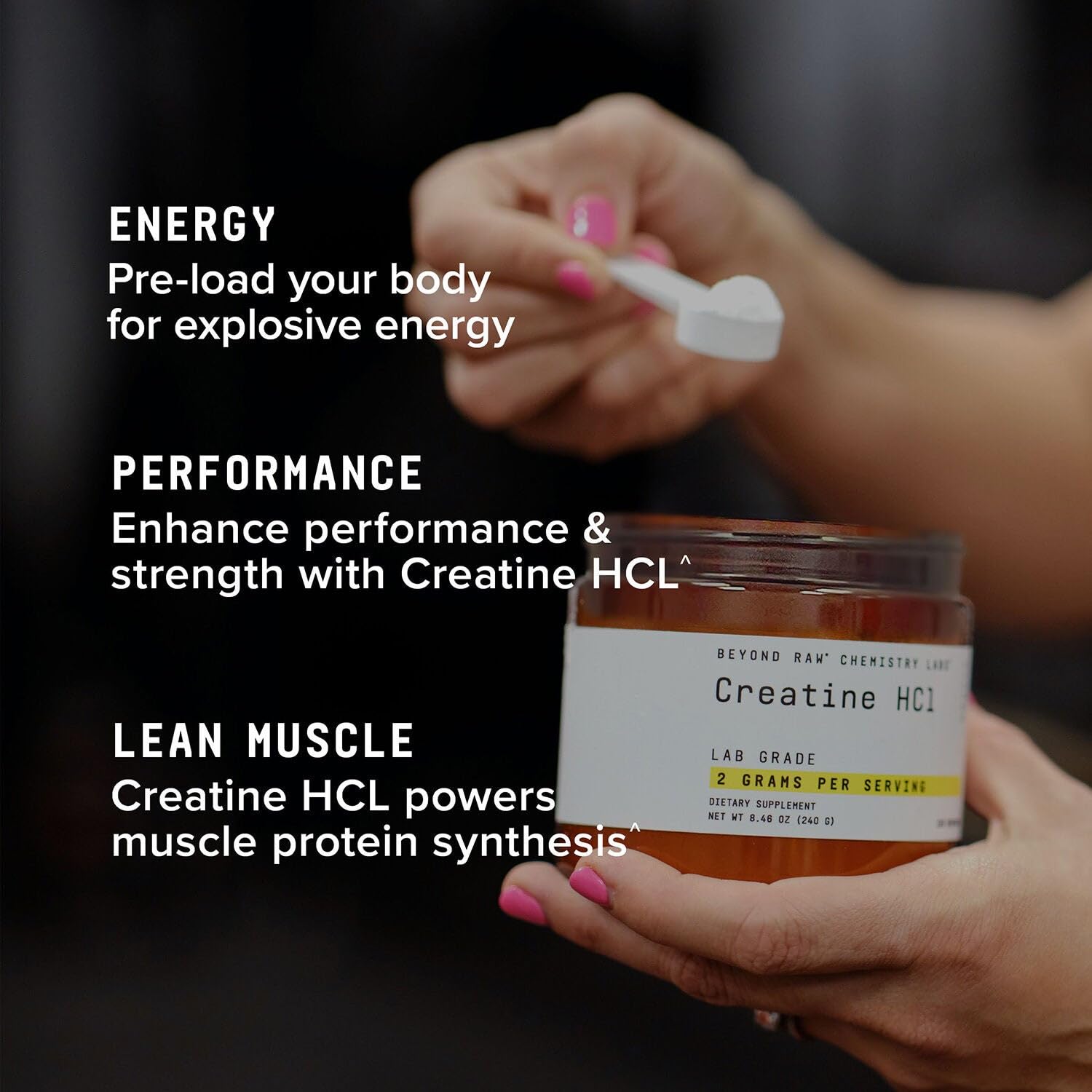 BEYOND RAW Science-Backed Creatine HCl Powder, Lab Grade, for Muscle Strength and Growth, Energy Production, Athletic Performance, Cognitive Support, - dailyvitalstore