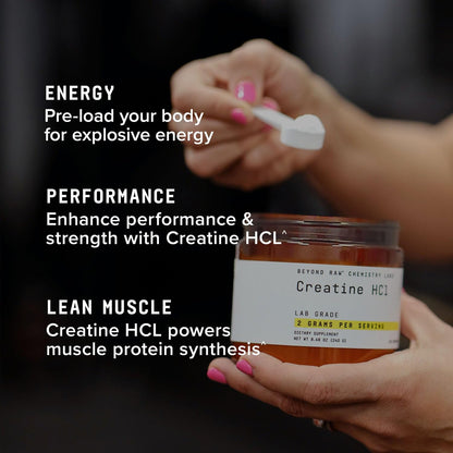 BEYOND RAW Science-Backed Creatine HCl Powder, Lab Grade, for Muscle Strength and Growth, Energy Production, Athletic Performance, Cognitive Support, - dailyvitalstore