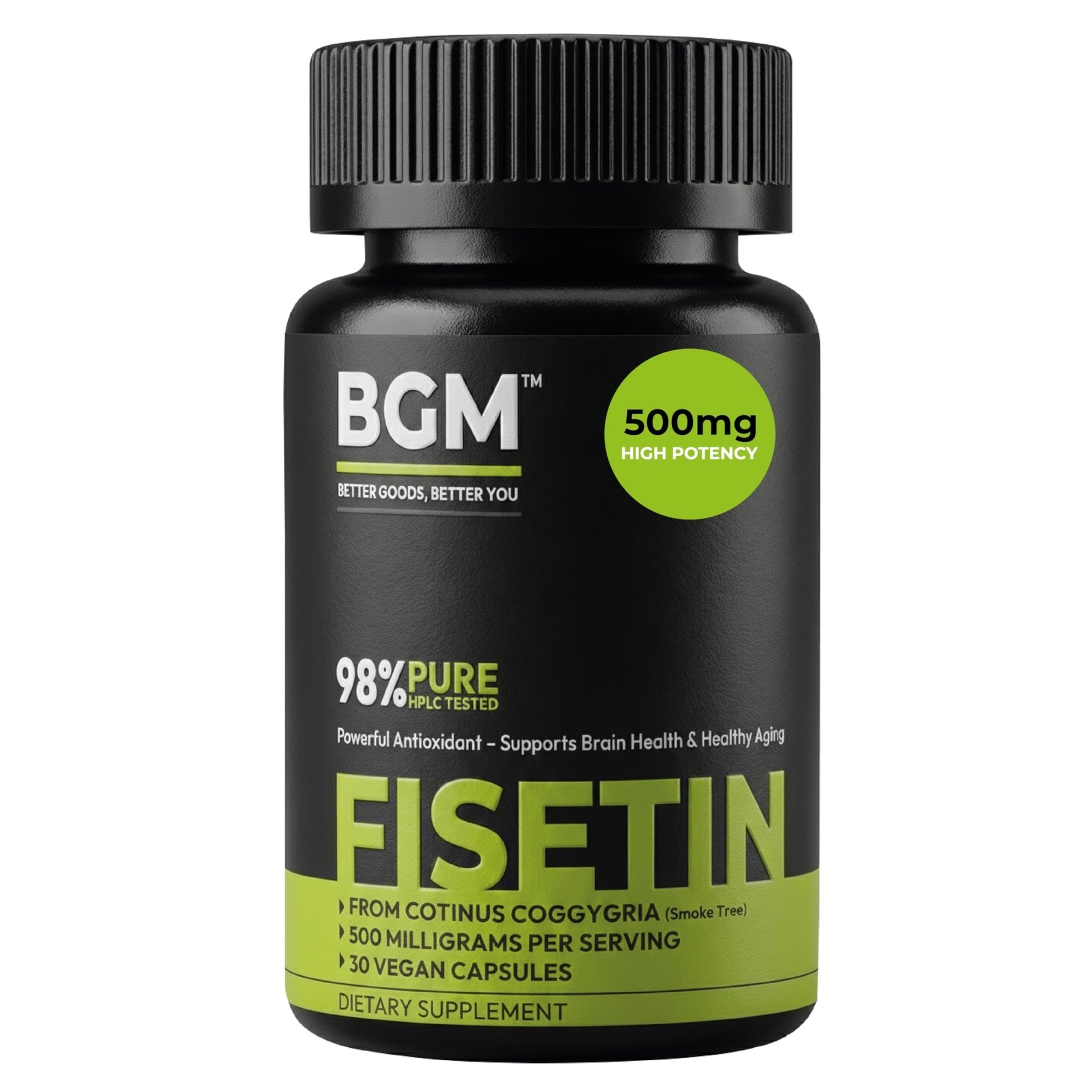 BGM Fisetin 500mg Supplement | Smoke Tree Extract (Cotinus coggygria) | 98% Pure Senolytic Antioxidant | Vegan Capsules | Supports Brain Health & Healthy Aging - dailyvitalstore