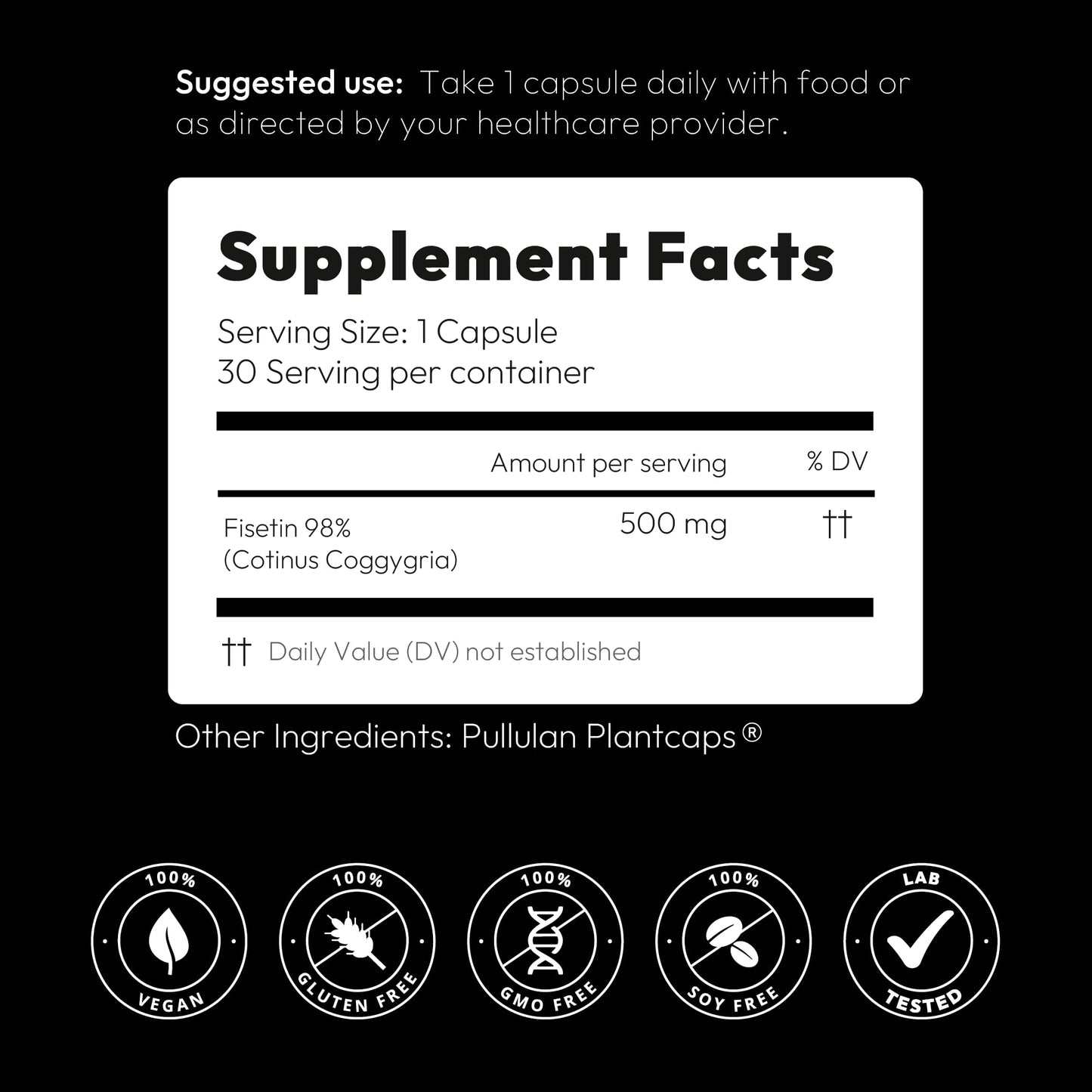 BGM Fisetin 500mg Supplement | Smoke Tree Extract (Cotinus coggygria) | 98% Pure Senolytic Antioxidant | Vegan Capsules | Supports Brain Health & Healthy Aging - dailyvitalstore
