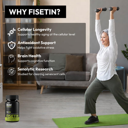 BGM Fisetin 500mg Supplement | Smoke Tree Extract (Cotinus coggygria) | 98% Pure Senolytic Antioxidant | Vegan Capsules | Supports Brain Health & Healthy Aging - dailyvitalstore
