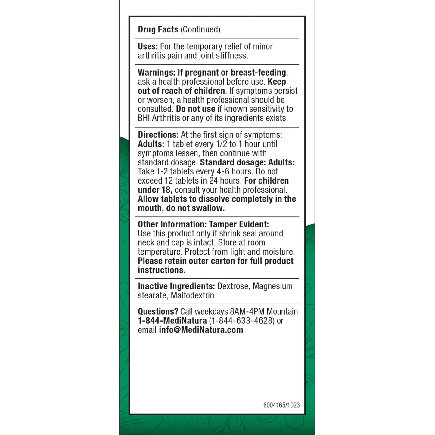 BHI Arthritis Pain Relief Daily Joint Health Support Arnica + 13 Natural Actives Homeopathic Plant & Mineral Blend Helps Relieve Minor Pain & Stiffness in Joints for Women & Men - 100 Tablets - dailyvitalstore
