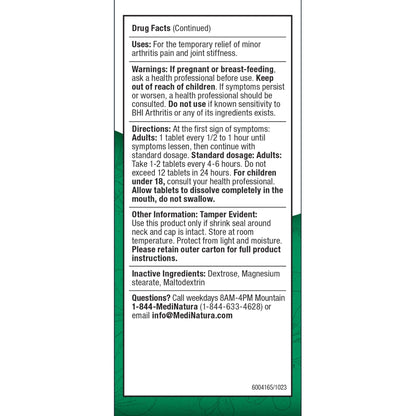 BHI Arthritis Pain Relief Daily Joint Health Support Arnica + 13 Natural Actives Homeopathic Plant & Mineral Blend Helps Relieve Minor Pain & Stiffness in Joints for Women & Men - 100 Tablets - dailyvitalstore