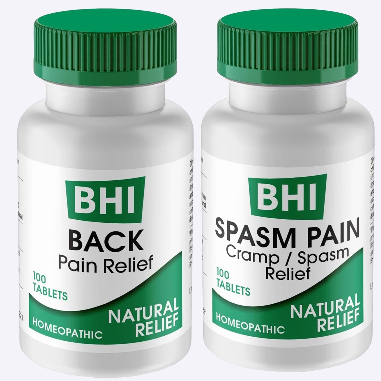 BHI Pain & Spasm Bundle BHI Back Homeopathic Support for Back Pain (100 Tablets) +BHI Spasm, Natural Relief for Cramps & Spasms, Homeopathic Medicine (100 Tablets) - dailyvitalstore