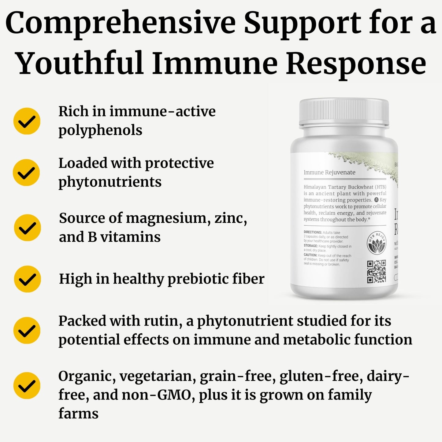 BIG BOLD HEALTH HTB Immune Rejuvenate - Polyphenols Supplement for Immune Support with Himalayan Tartary Buckwheat - Gluten Free, Dairy Free, Non-GMO Formula - 60 Vegetarian Capsules - dailyvitalstore