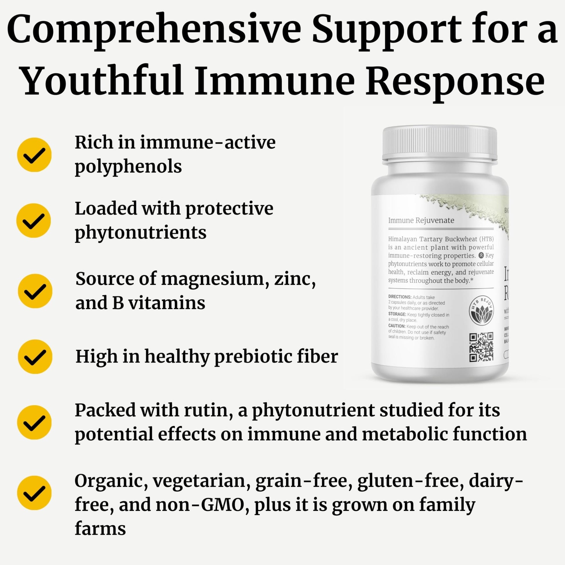 BIG BOLD HEALTH HTB Immune Rejuvenate - Polyphenols Supplement for Immune Support with Himalayan Tartary Buckwheat - Gluten Free, Dairy Free, Non-GMO Formula - 60 Vegetarian Capsules - dailyvitalstore