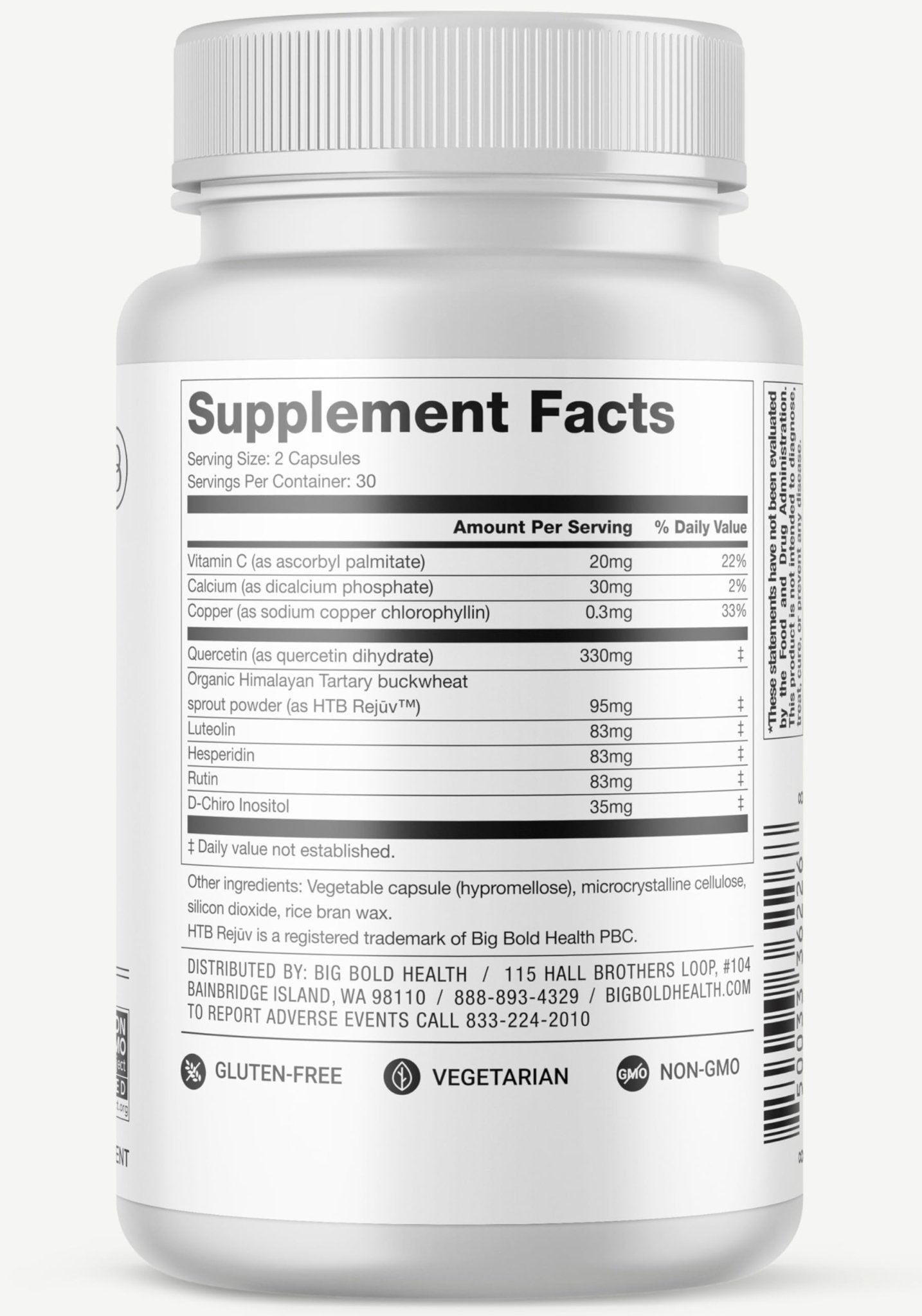 BIG BOLD HEALTH HTB Immune Rejuvenate - Polyphenols Supplement for Immune Support with Himalayan Tartary Buckwheat - Gluten Free, Dairy Free, Non-GMO Formula - 60 Vegetarian Capsules - dailyvitalstore