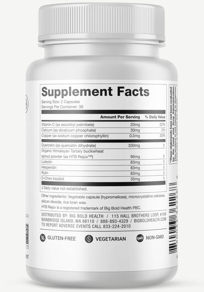 BIG BOLD HEALTH HTB Immune Rejuvenate - Polyphenols Supplement for Immune Support with Himalayan Tartary Buckwheat - Gluten Free, Dairy Free, Non-GMO Formula - 60 Vegetarian Capsules - dailyvitalstore
