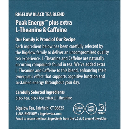 Bigelow Tea Peak Energy plus extra L-Theanine & Caffeine, 18 Count (Pack of 6), 108 Total Tea Bags - dailyvitalstore