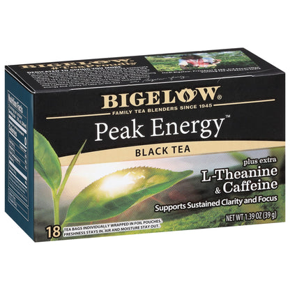Bigelow Tea Peak Energy plus extra L-Theanine & Caffeine, 18 Count (Pack of 6), 108 Total Tea Bags - dailyvitalstore