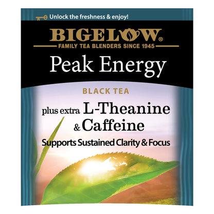 Bigelow Tea Peak Energy plus extra L-Theanine & Caffeine, 18 Count (Pack of 6), 108 Total Tea Bags - dailyvitalstore