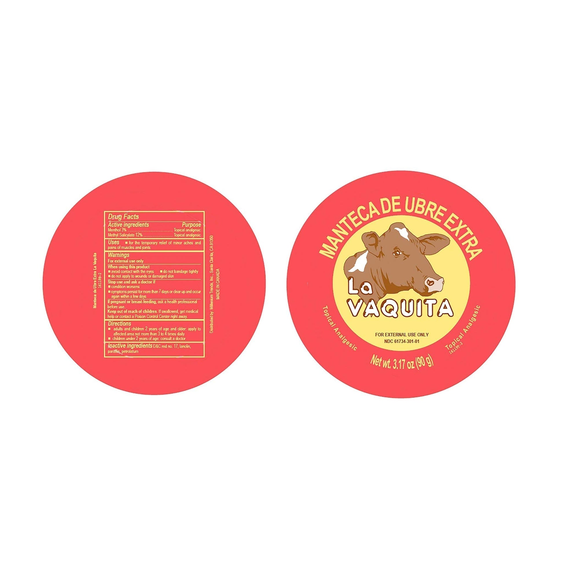 BILITOK 2 Pack La Vaquita Extra Strength Udder Balm Manteca Ubre De Vaca Pain Relief 3.17 Oz. Topical Analgesic - dailyvitalstore