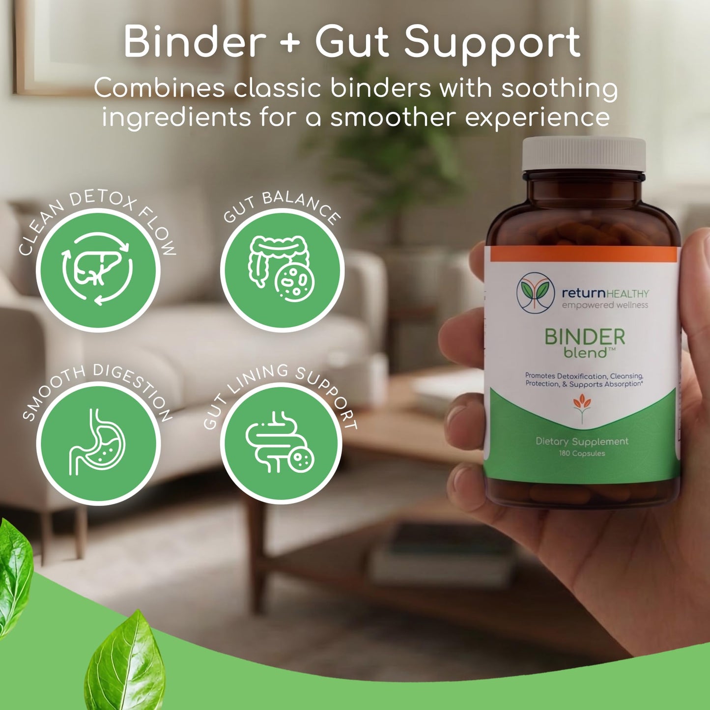Binder Blend - Toxin Binder Supplement, Detox Capsules for a Healthy Gut - 180 Capsules - 90 Servings - 960mg Activated Charcoal - dailyvitalstore