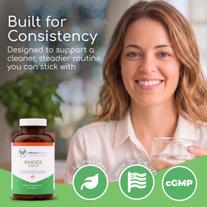 Binder Blend - Toxin Binder Supplement, Detox Capsules for a Healthy Gut - 180 Capsules - 90 Servings - 960mg Activated Charcoal - dailyvitalstore