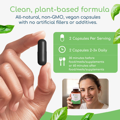 Binder Blend - Toxin Binder Supplement, Detox Capsules for a Healthy Gut - 180 Capsules - 90 Servings - 960mg Activated Charcoal - dailyvitalstore