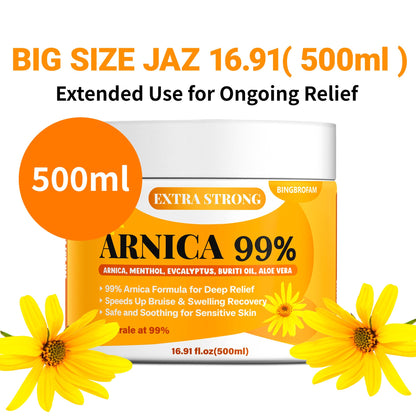 Bingbrofam Arnica Cream 99% Extra Strength Gel Pain Relief for Fast Healing Thin Skin, Seniors Bruises with Menthol, Swelling, Soothing Massage, 16.9 Oz - dailyvitalstore