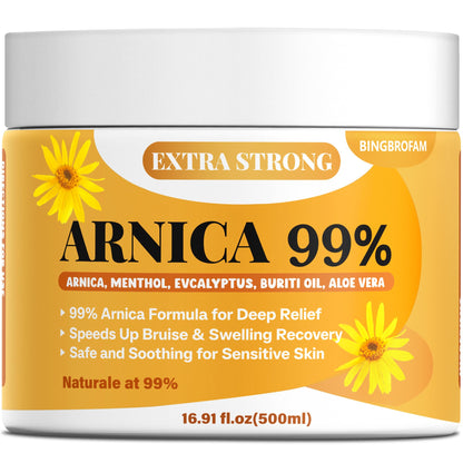 Bingbrofam Arnica Cream 99% Extra Strength Gel Pain Relief for Fast Healing Thin Skin, Seniors Bruises with Menthol, Swelling, Soothing Massage, 16.9 Oz - dailyvitalstore