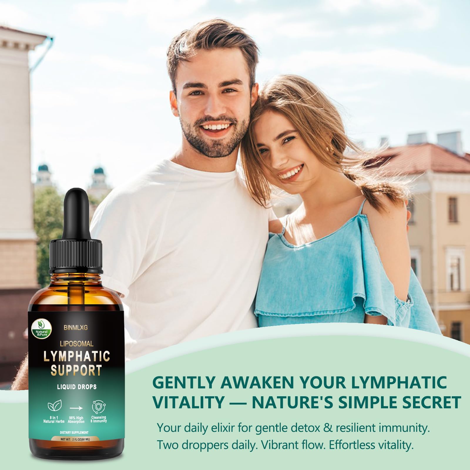 BINMLXG Liposomal Lymphatic Drainage Drops, 8-Herb Formula with Echinacea, Elderberry, Burdock Root Blend, for Lymphatic Drainage, Immune Support, Cleanse & Detox, 2 Fl Oz - dailyvitalstore
