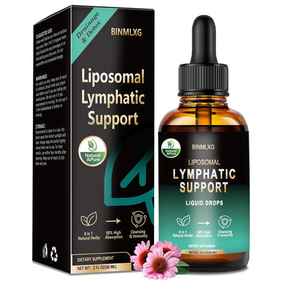BINMLXG Liposomal Lymphatic Drainage Drops, 8-Herb Formula with Echinacea, Elderberry, Burdock Root Blend, for Lymphatic Drainage, Immune Support, Cleanse & Detox, 2 Fl Oz - dailyvitalstore