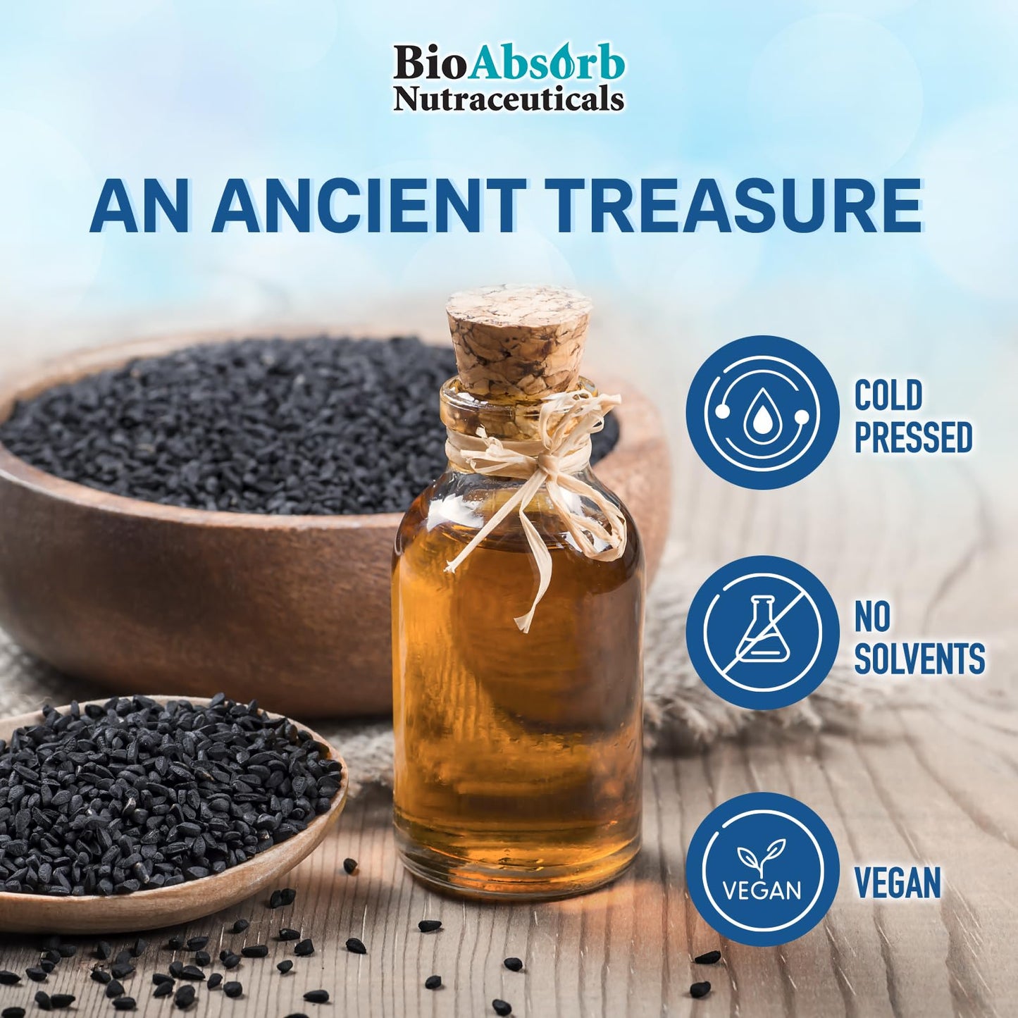 Bio Absorb Black Seed Oil Cold Pressed Capsules. 200 softgels, 500mg (50-Day Supply). No Aftertaste. - dailyvitalstore