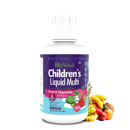 Bio Naturals Children's Liquid Multivitamin & Immune Booster - Natural Supplement for Kids & Toddlers with Vitamins A B C D3 E, Fiber - dailyvitalstore