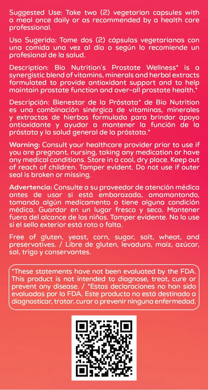 Bio Nutrition Prostate Wellness with Pumpkin Seed Extract 60 Capsules - dailyvitalstore
