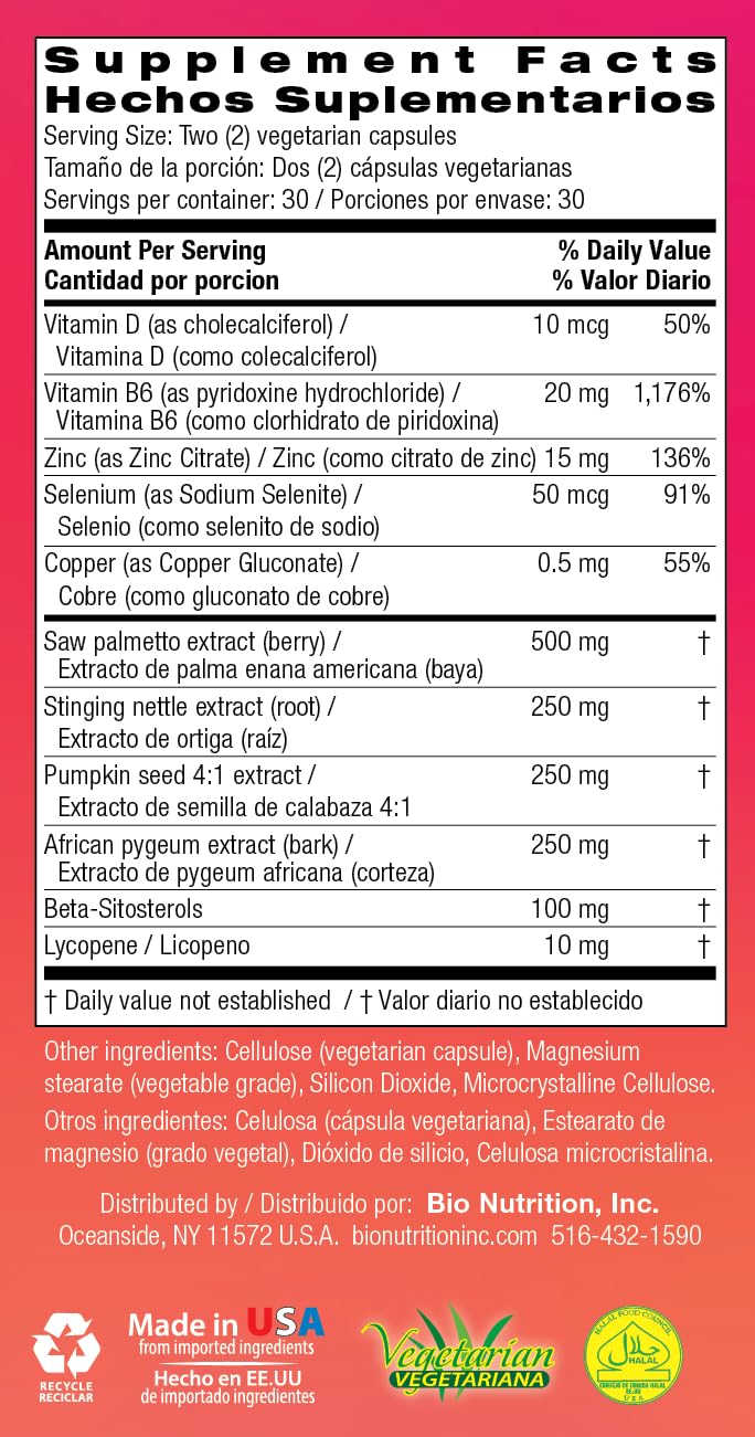 Bio Nutrition Prostate Wellness with Pumpkin Seed Extract 60 Capsules - dailyvitalstore