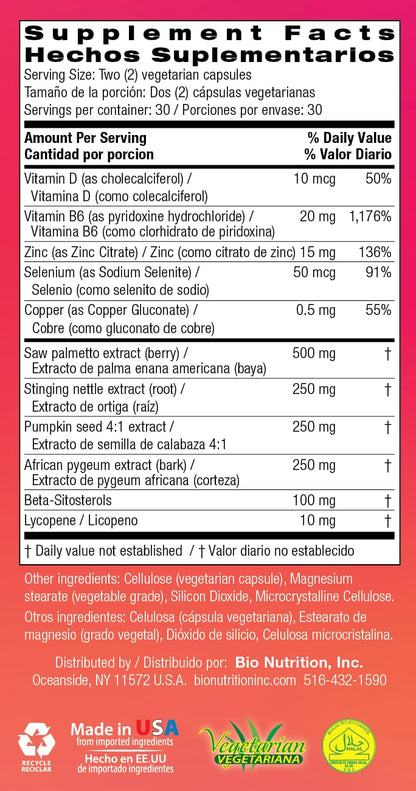 Bio Nutrition Prostate Wellness with Pumpkin Seed Extract 60 Capsules - dailyvitalstore