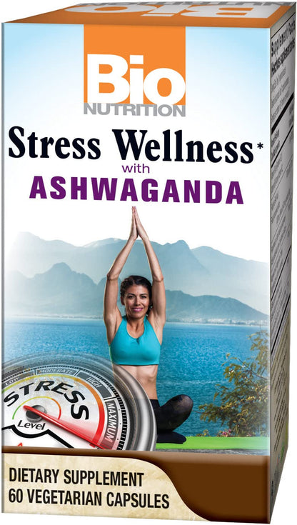 Bio Nutrition Stress Wellness with Ashwagandha, 60 Vegetarian Capsules - dailyvitalstore