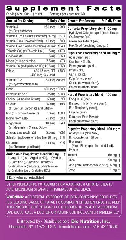 Bio Nutrition Women Wellness Tabs, 60 Count - dailyvitalstore